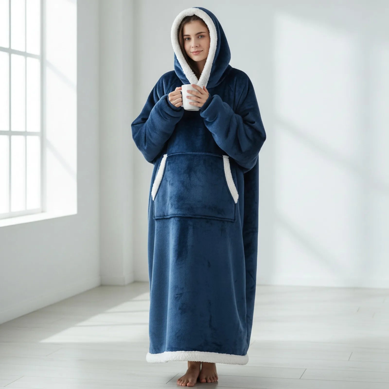 Couverture Pyjama Géante Flanelle Bleue