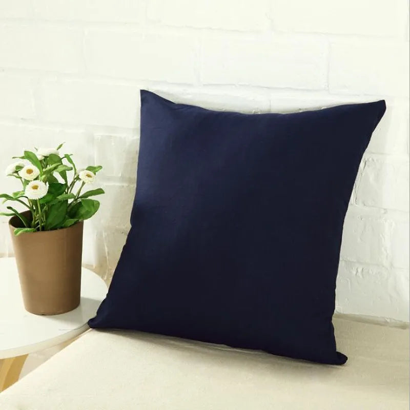 Housse Coussin Bleu Foncé Uni Élégant