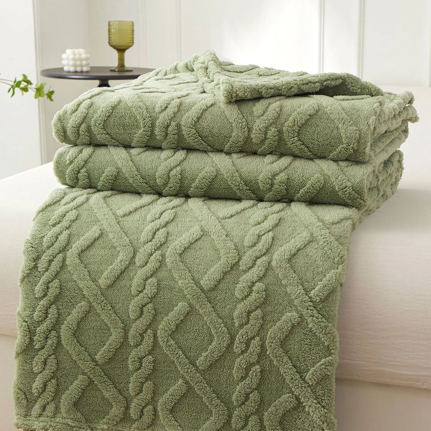 Couverture Sherpa Douceur Hivernale Verte