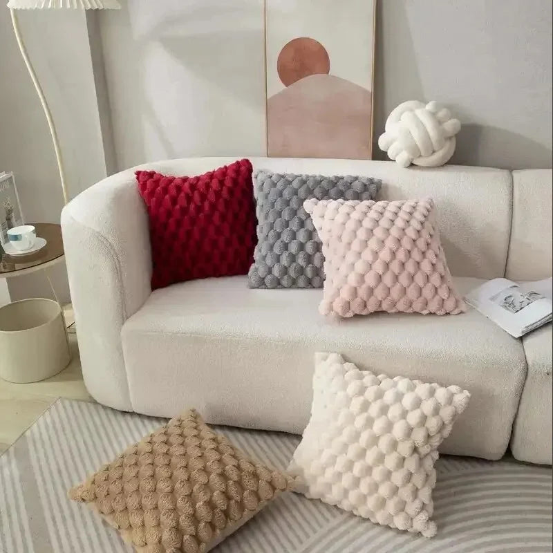 Housse de Coussin Peluche à Bulles 45x45