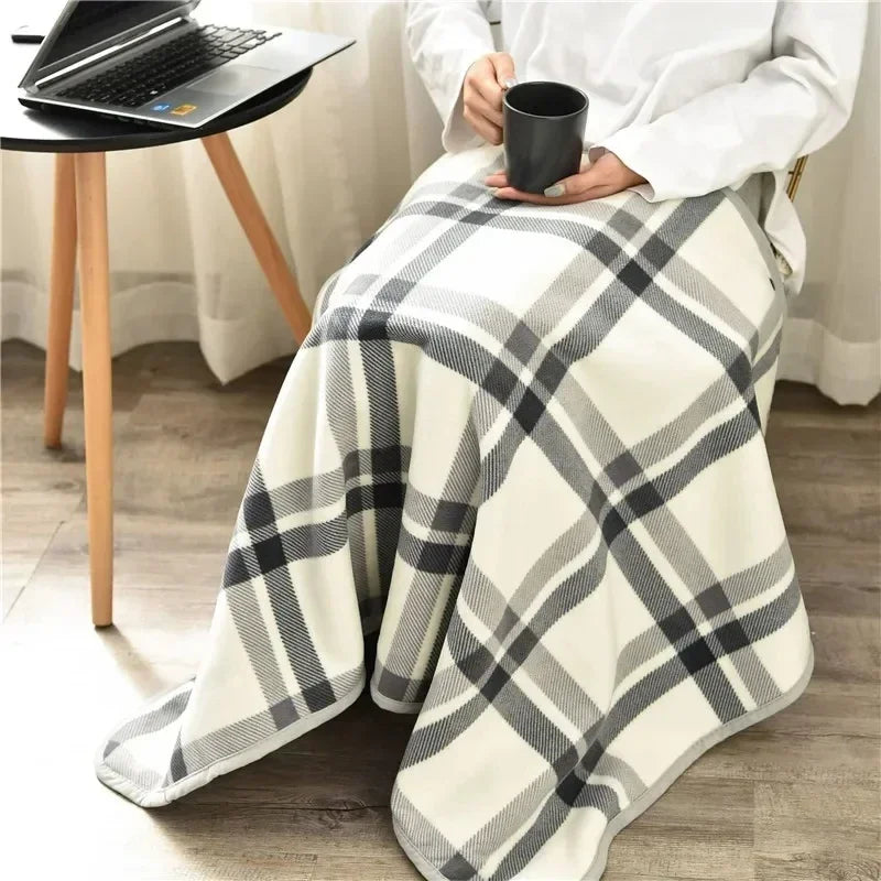 Poncho Plaid à Carreaux Doublé Sherpa