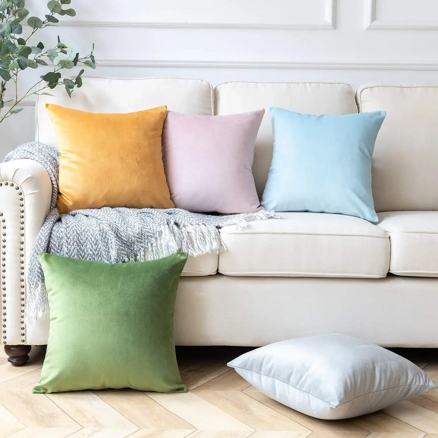 Housse de Coussin Velours Uni