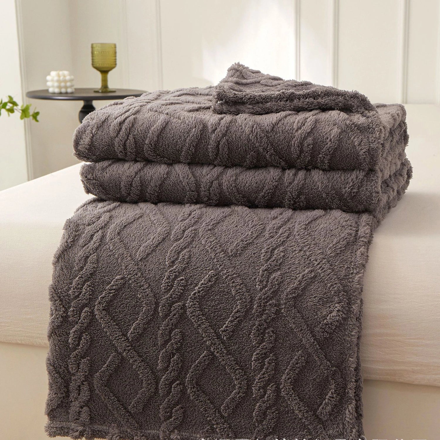 Couverture Sherpa Ultra-Douce Gris Foncé