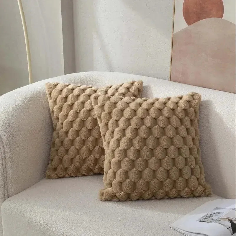 Housse de Coussin Peluche à Bulles 45x45