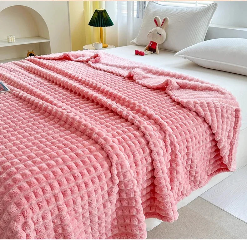 Plaid Imitation Fourrure Côtelé