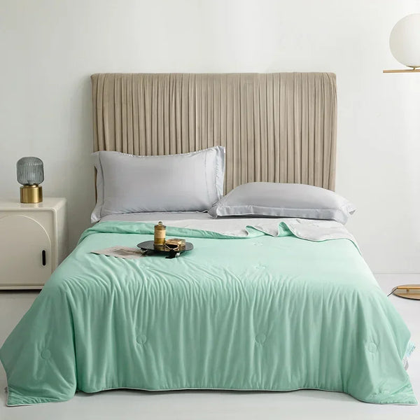 Couette d'été Soie Glacée Pure Aqua Green