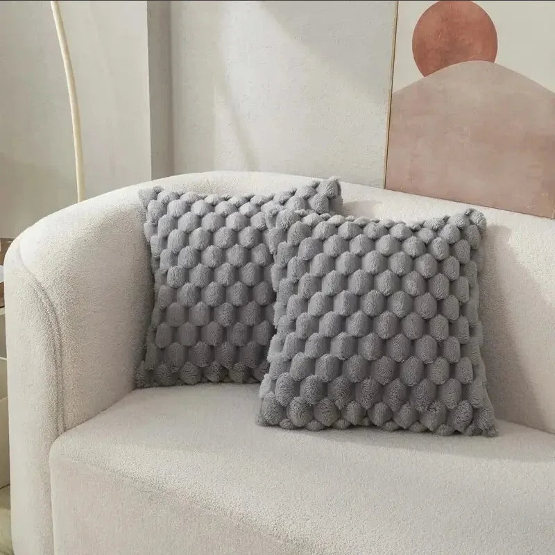 Housse de Coussin Peluche à Bulles 45x45