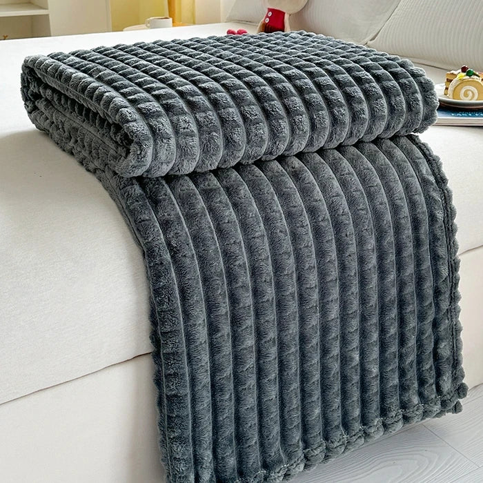 Plaid Imitation Fourrure Côtelé