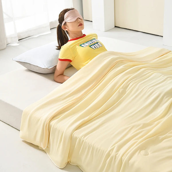 Couette d'été Soie Glacée Jaune Éclatant