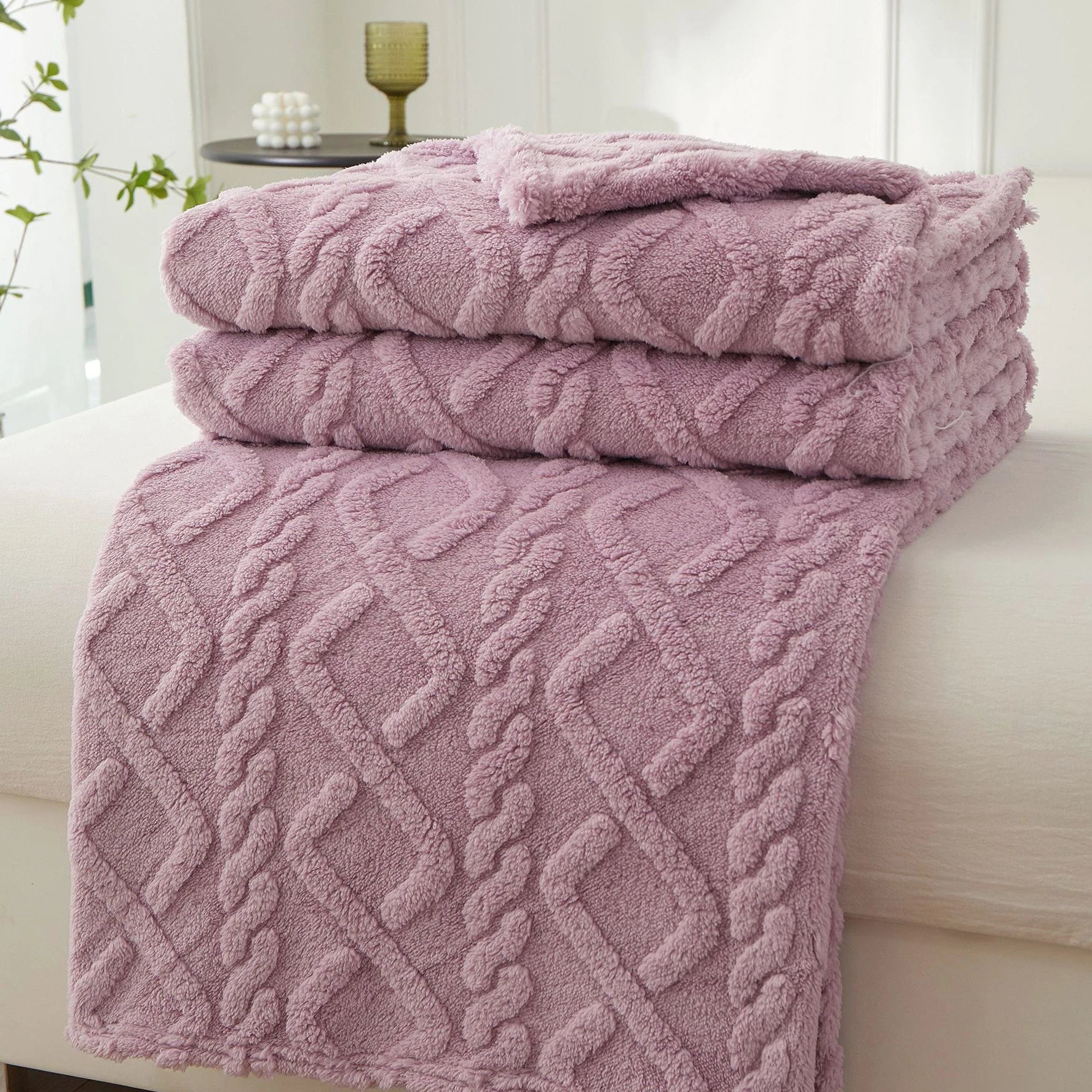 Couverture Sherpa Douce et Chaude Violet