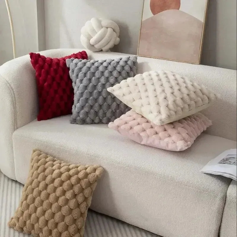 Housse de Coussin Peluche à Bulles 45x45