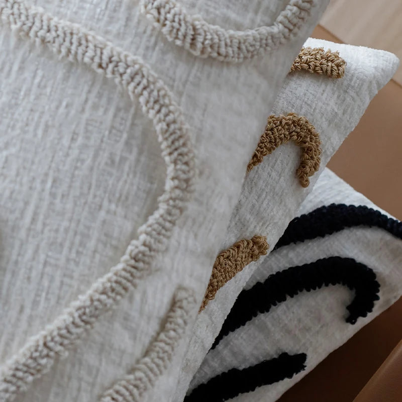Housse de Coussin Chenille Brodée Boho 45x45