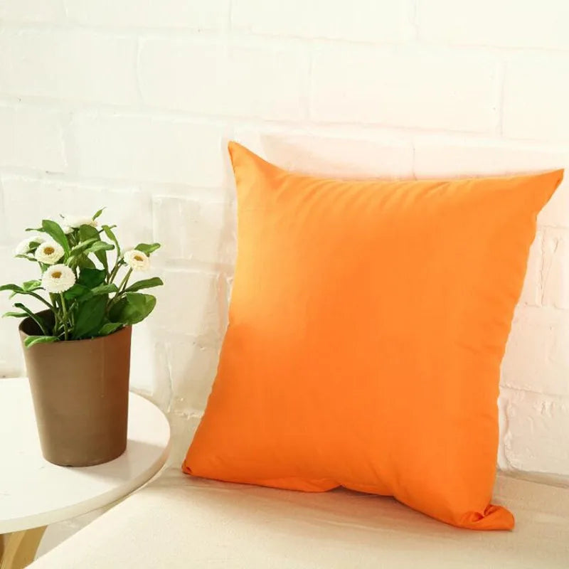 Housse de coussin orange vif unie