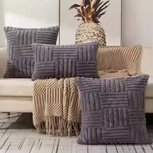 Housse Coussin Bohème Fausse Fourrure Luxe Gris