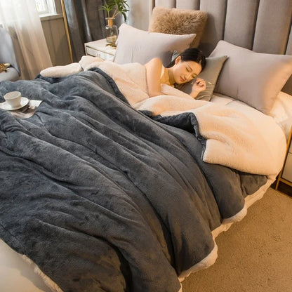 Couverture Laine Double Face Gris Foncé