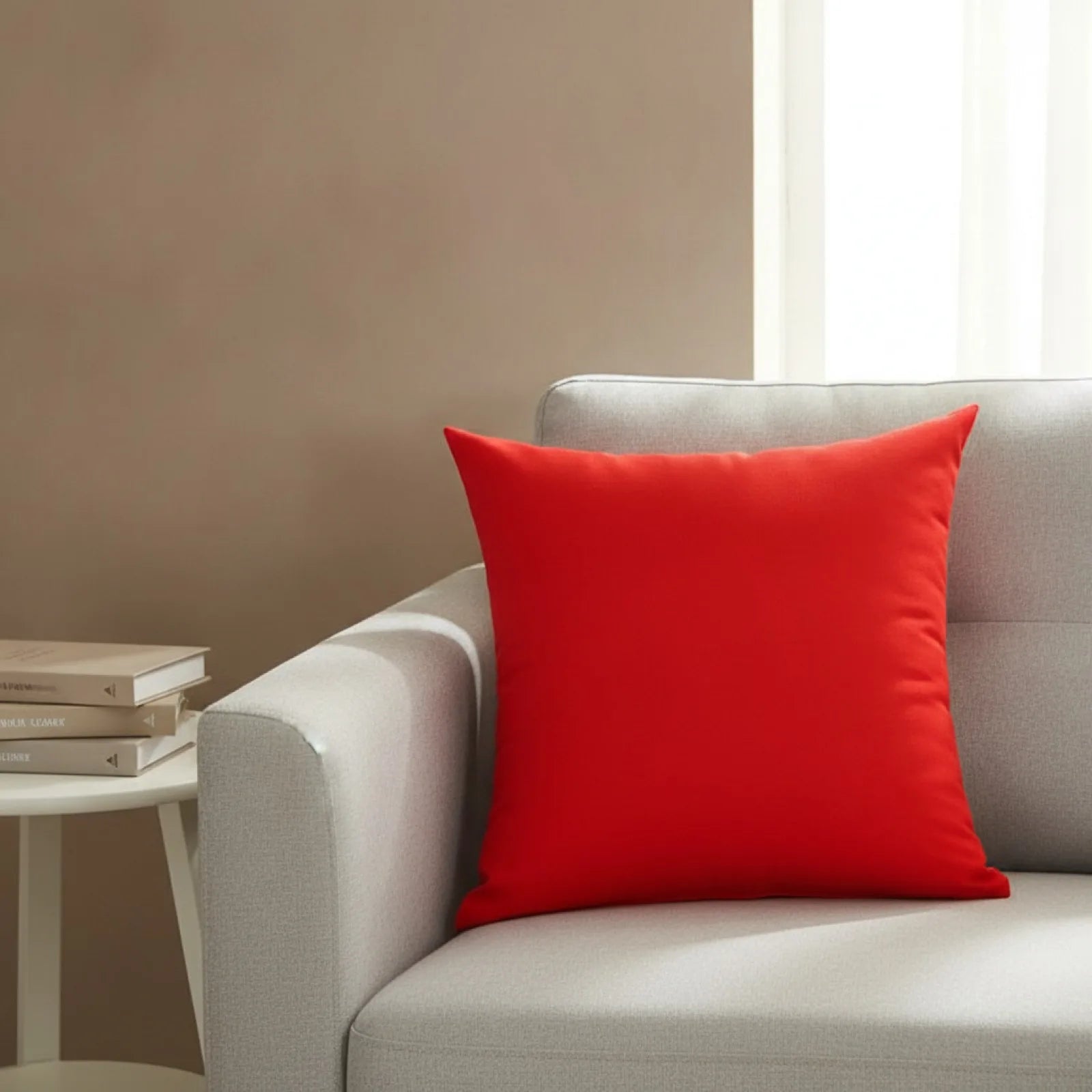 Housse de coussin rouge uni