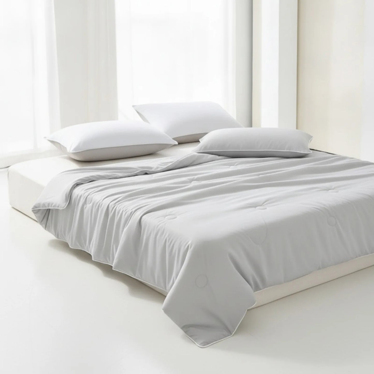 Couette d'été fraîche en soie glacée grise