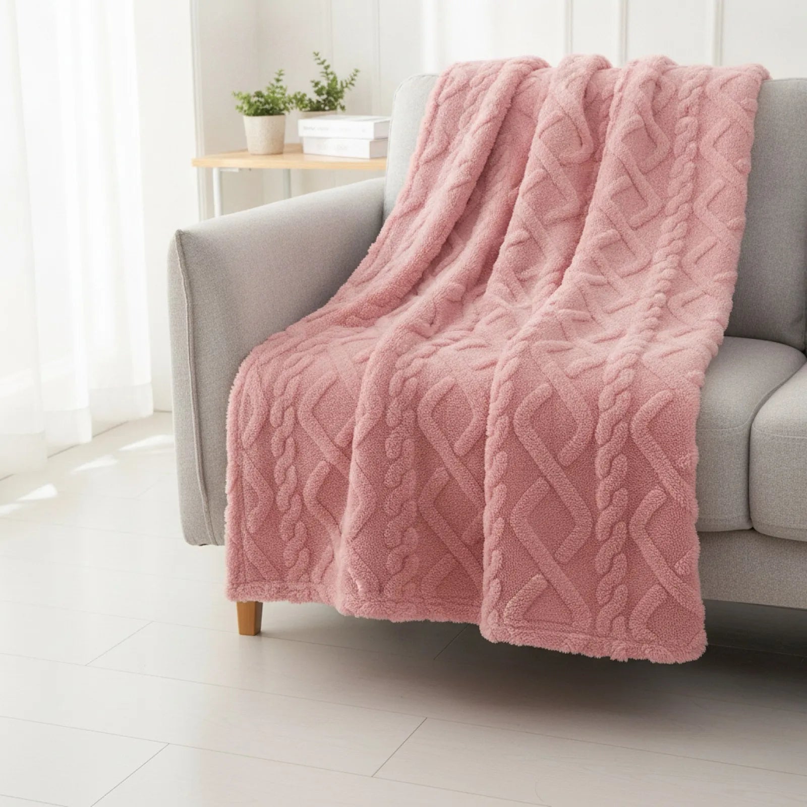 Couverture Sherpa Rose Douceur & Chaleur
