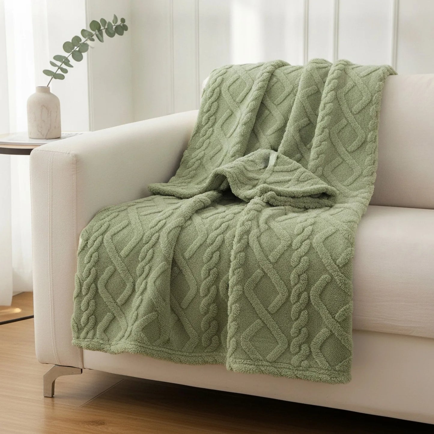 Couverture Sherpa Douceur Hivernale Verte