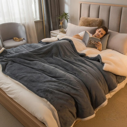 Couverture Laine Double Face Gris Foncé