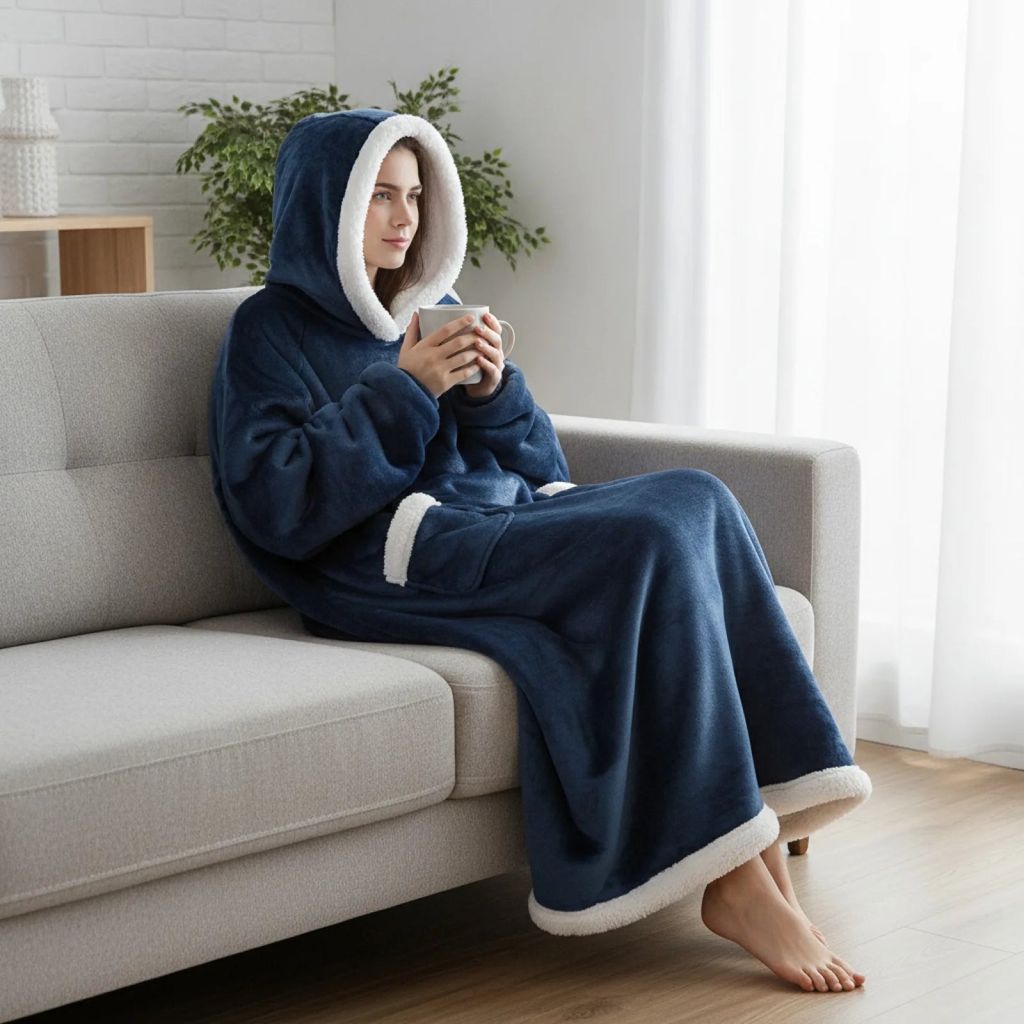 Couverture Pyjama Géante Flanelle Bleue