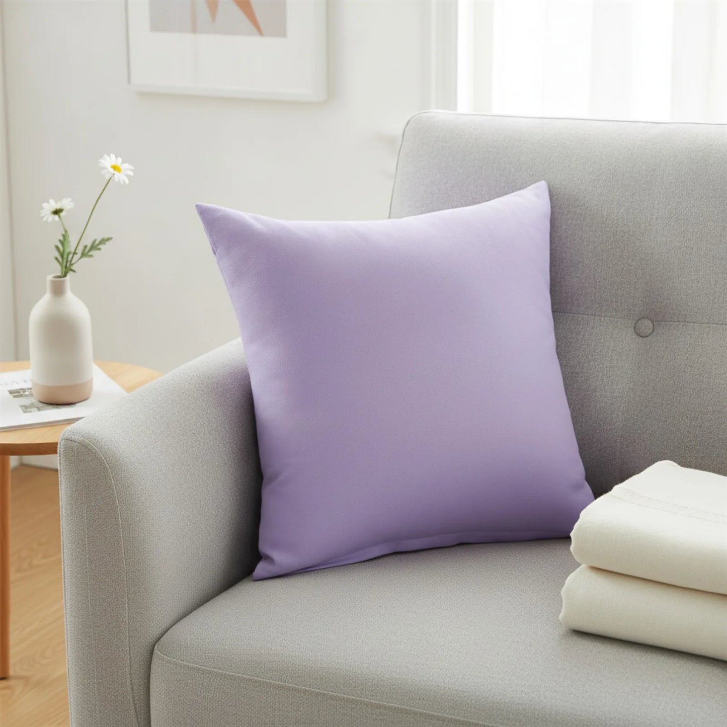Housse Coussin "Bonbon" Violet Clair Uni