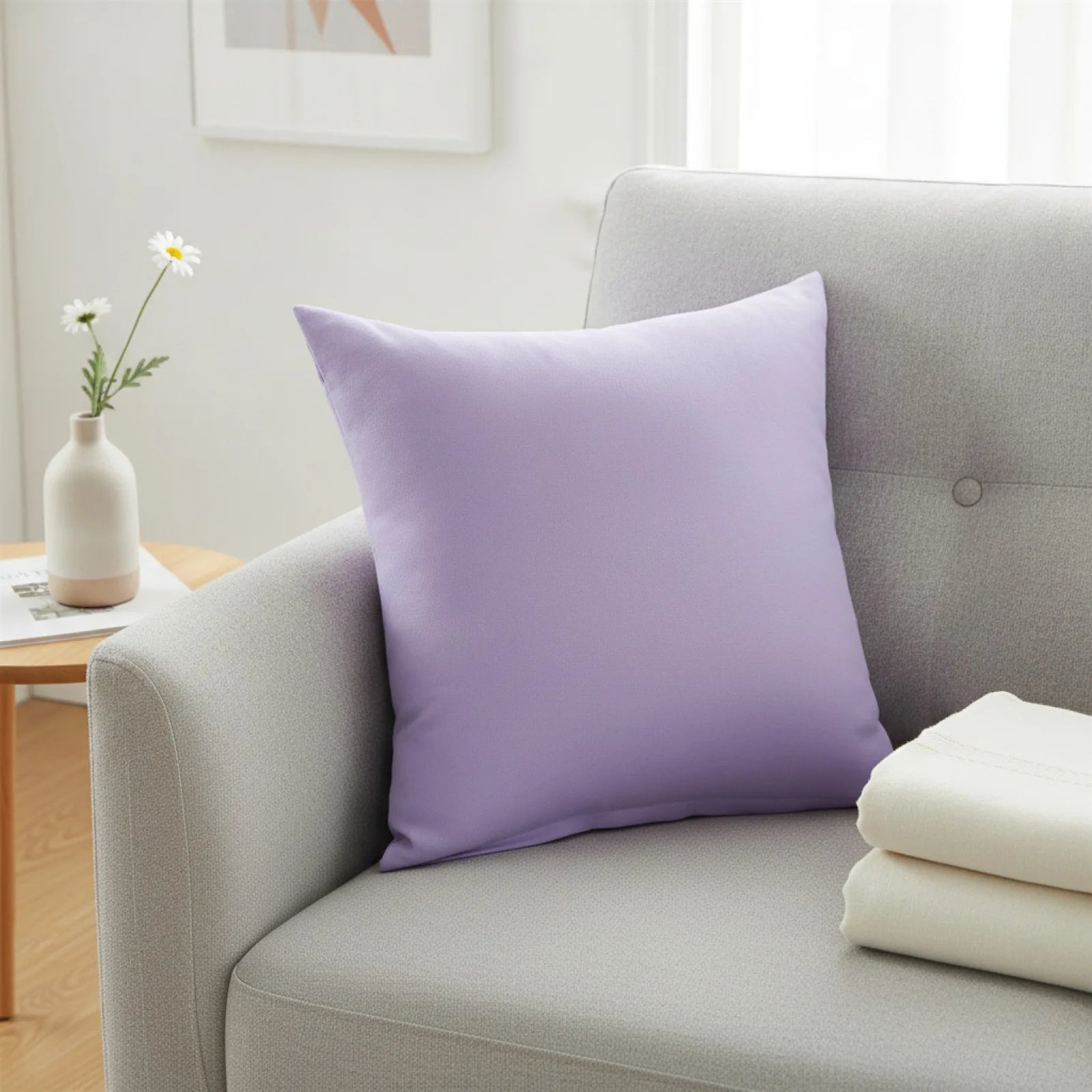 Housse Coussin "Bonbon" Violet Clair Uni