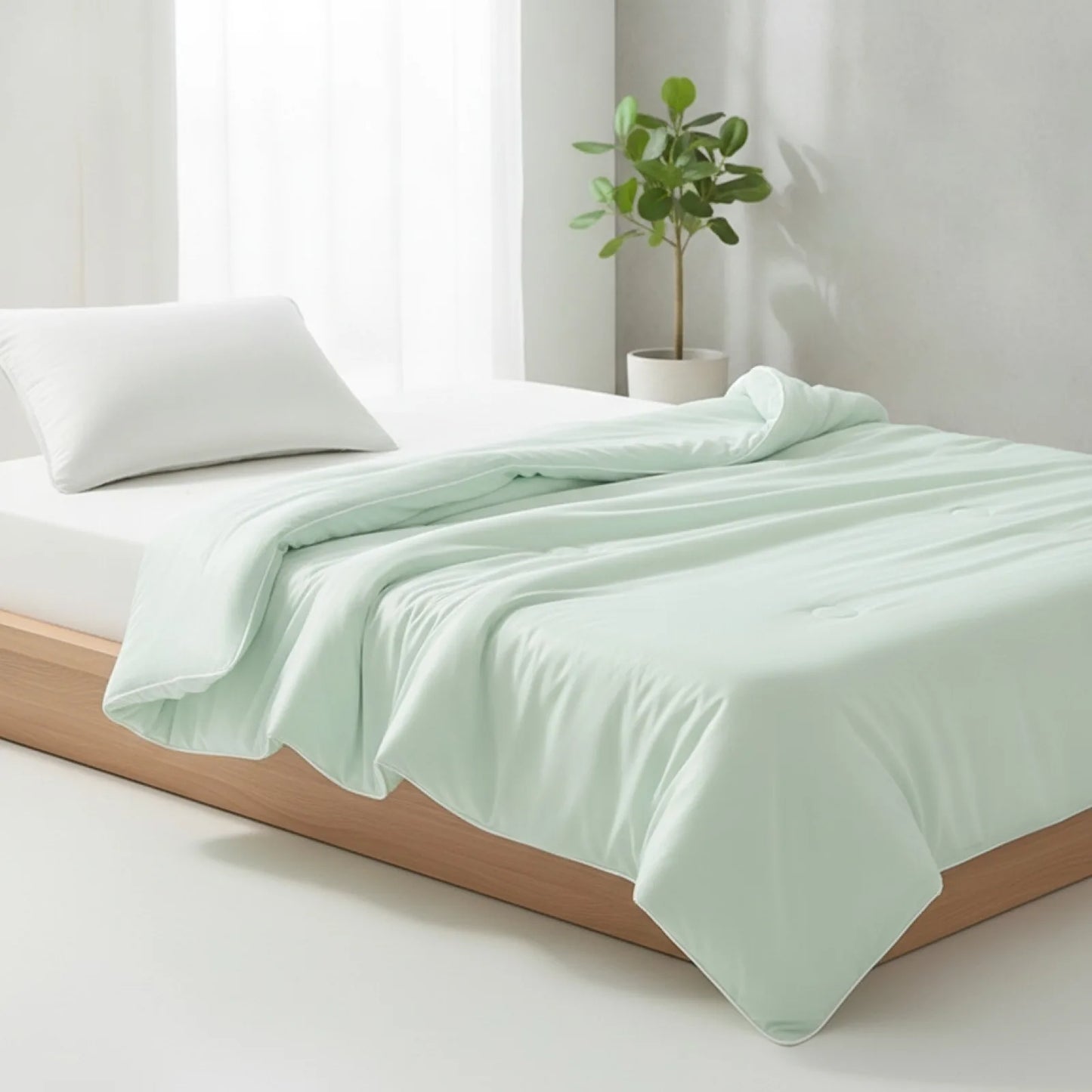 Couette d'été rafraîchissante en soie glacée verte