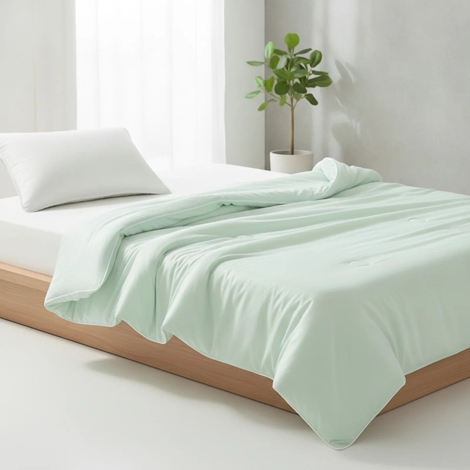 Couette d'été rafraîchissante en soie glacée verte