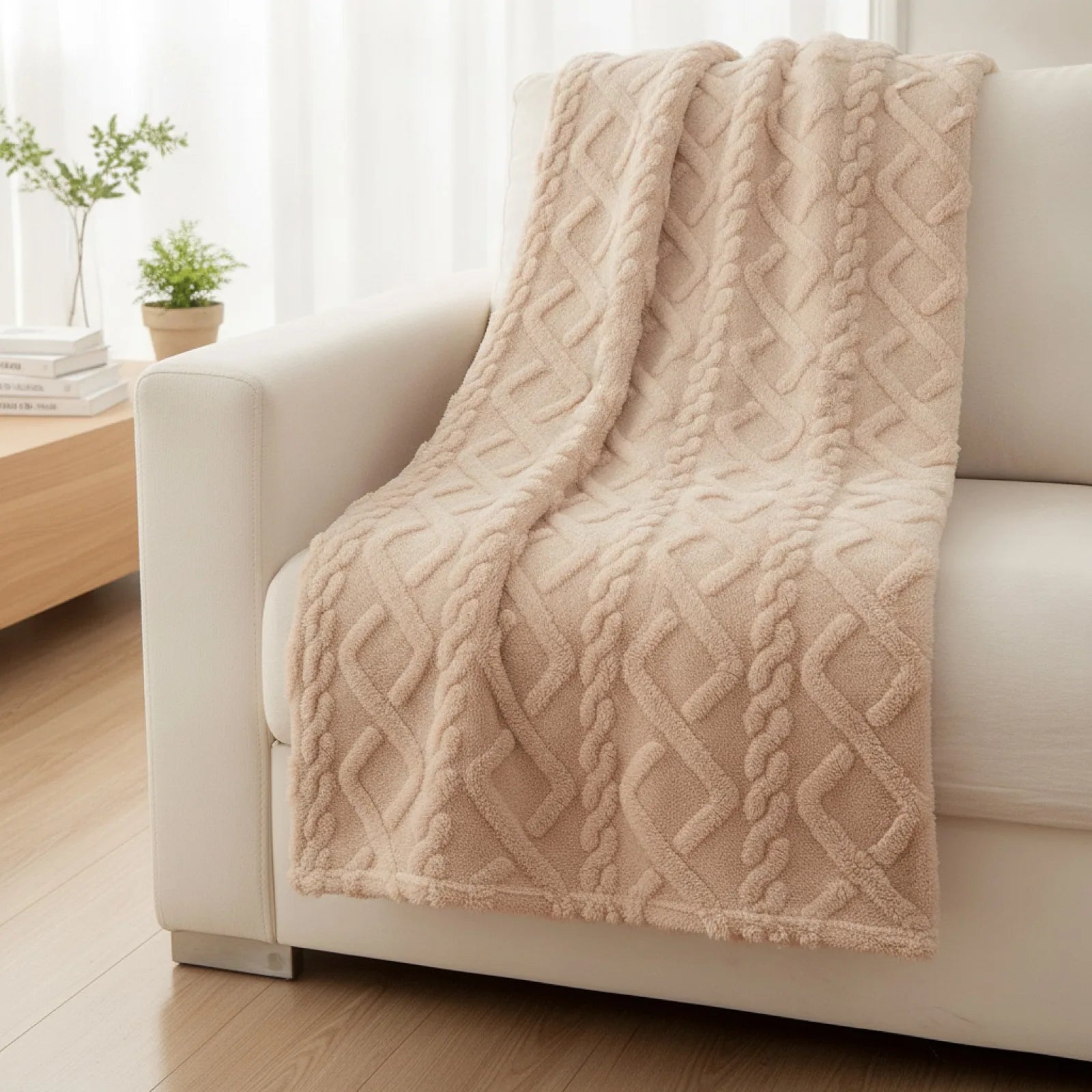 Couverture Sherpa Douce et Chaude Khaki