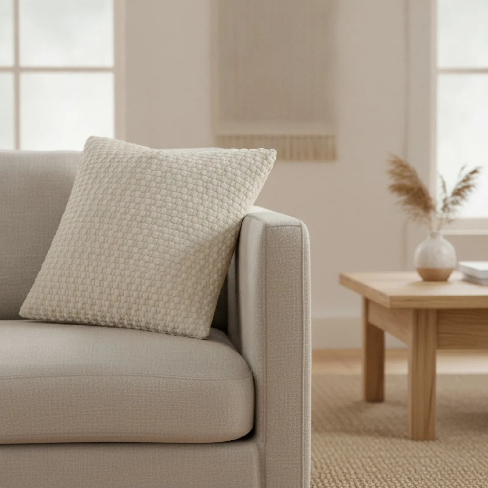 Housse Coussin Bohème Moderne Velours Beige Rayé