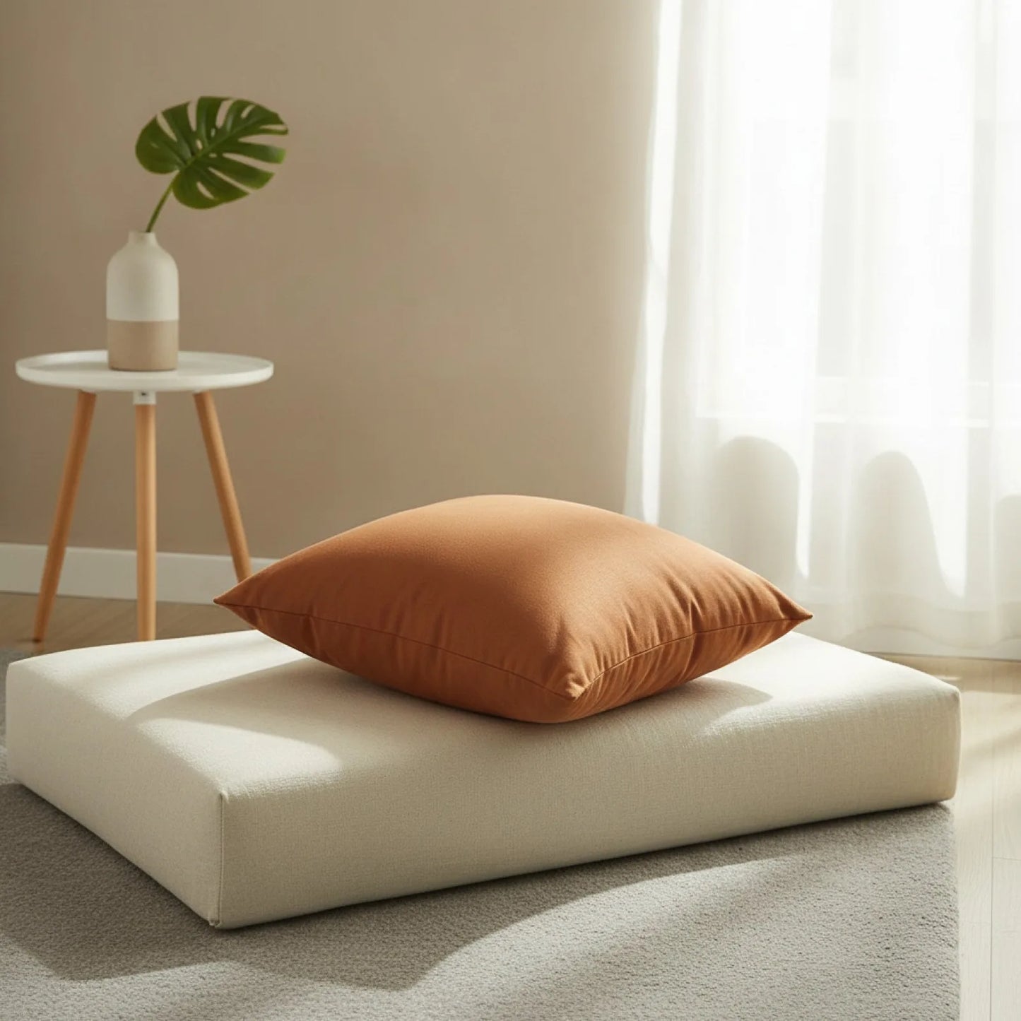 Housse de coussin café clair unie