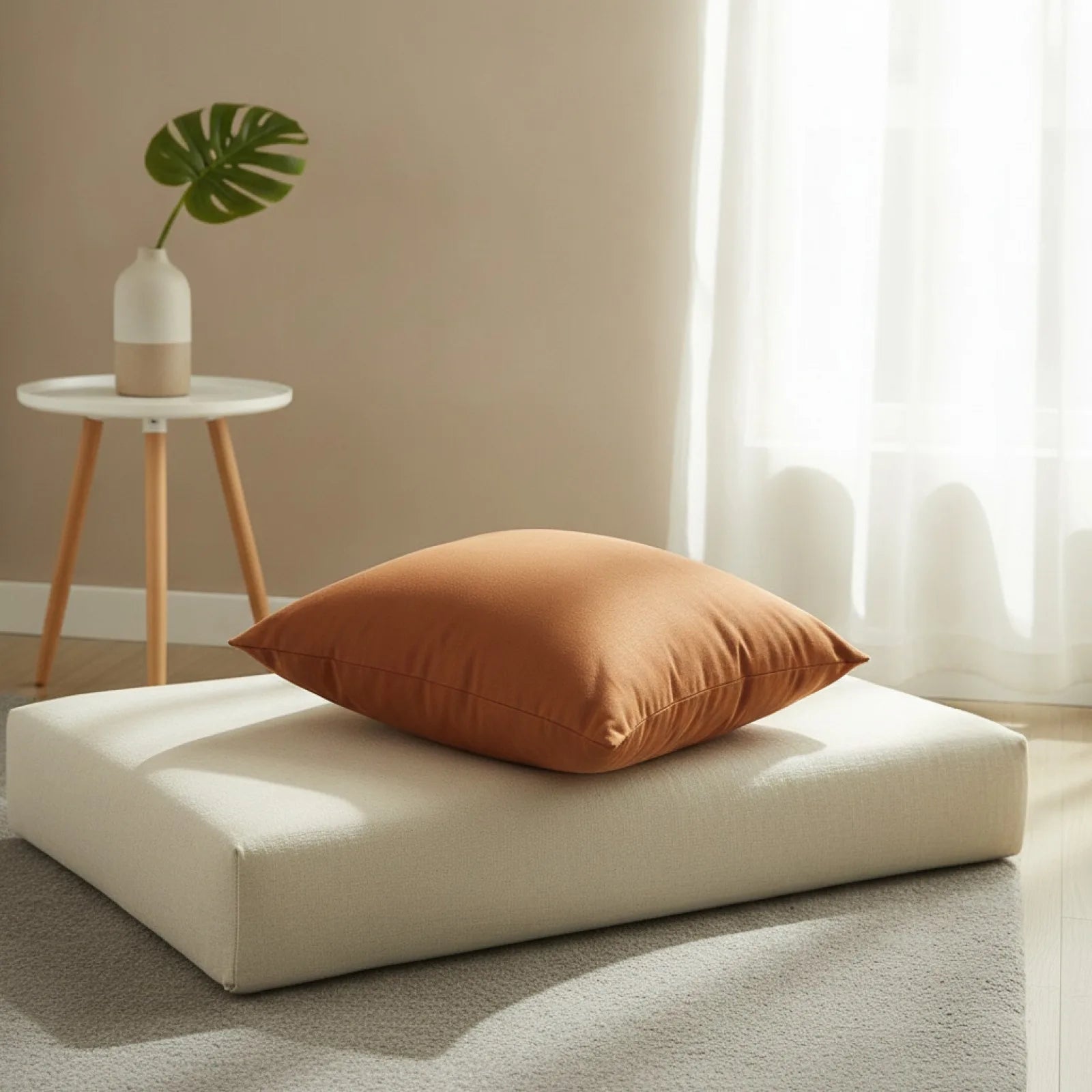 Housse de coussin café clair unie