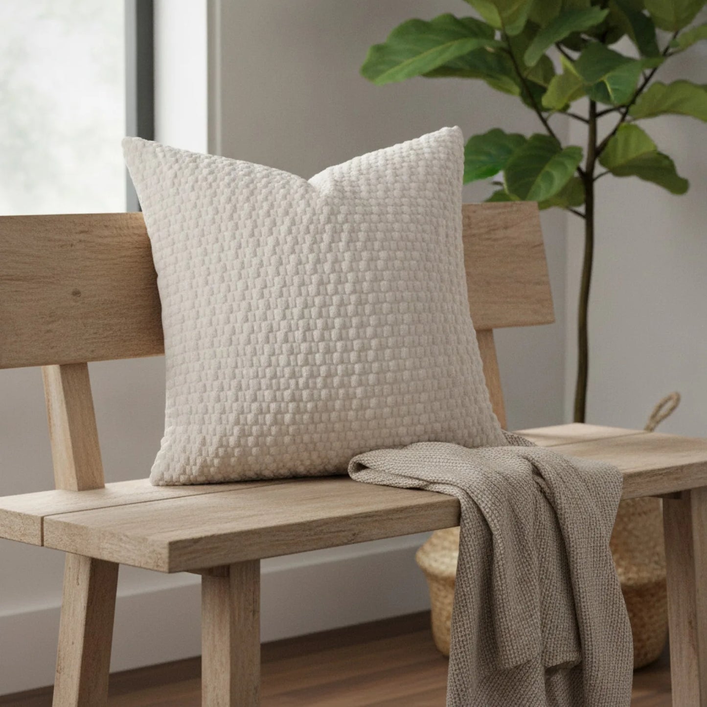 Housse Coussin Velours Côtelé Bohème Moderne Rayé