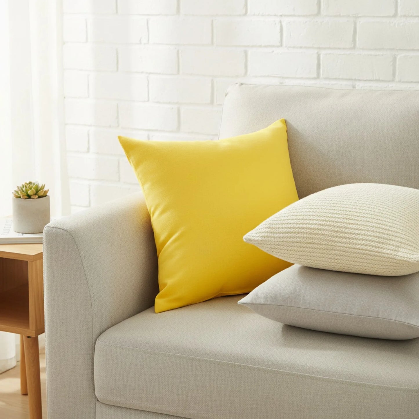 Housse Coussin Jaune Vif "Goose Yellow"