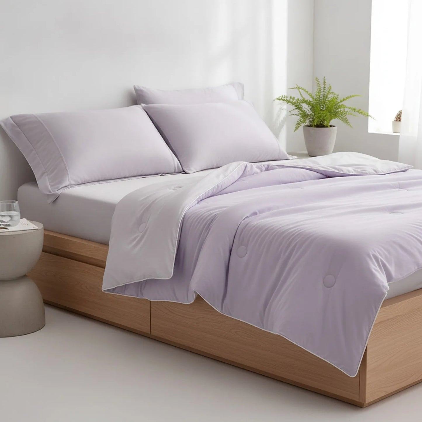 Couette d'été violette en soie glacée