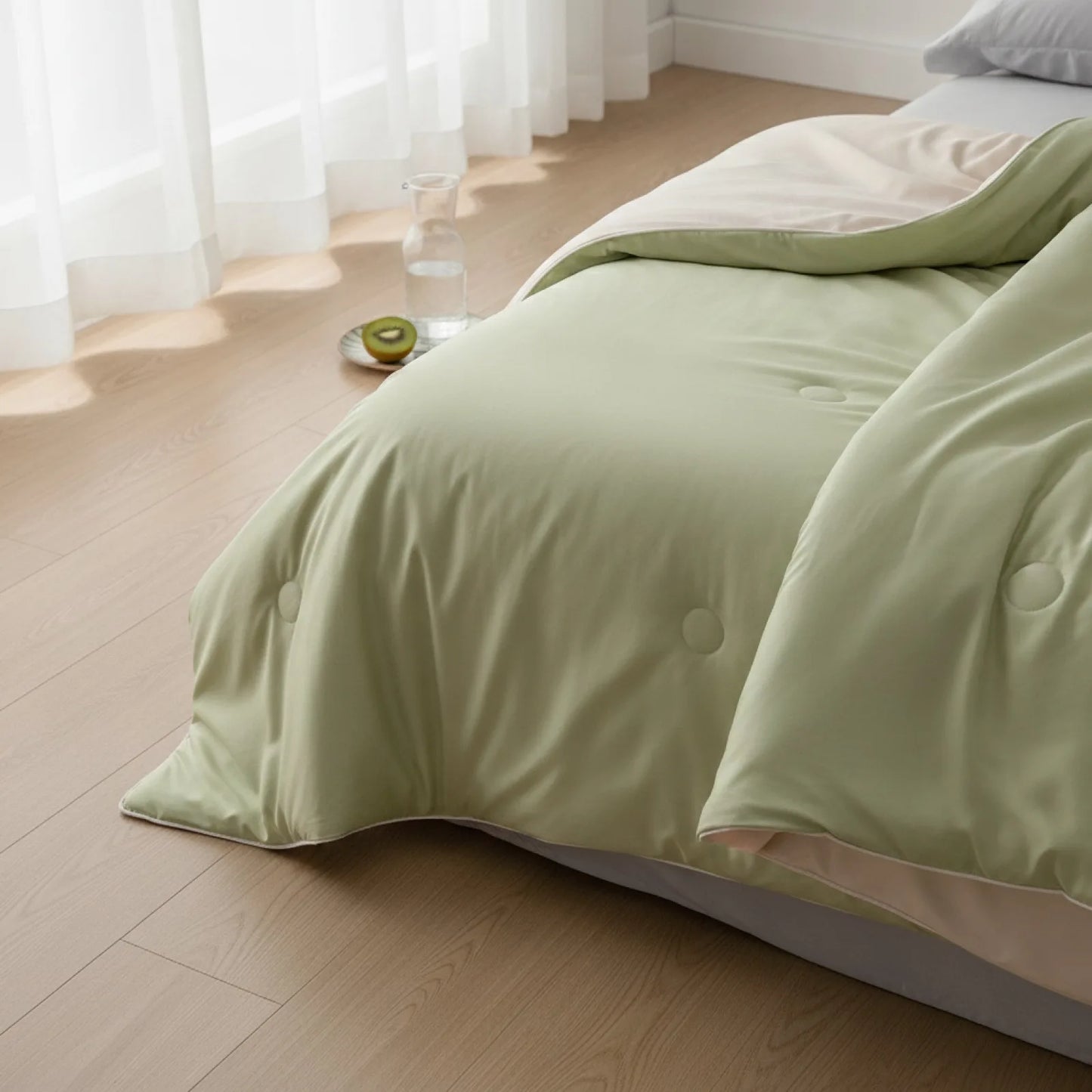 Couette d'Été Soie Glacée Vert Fruit Éclatant