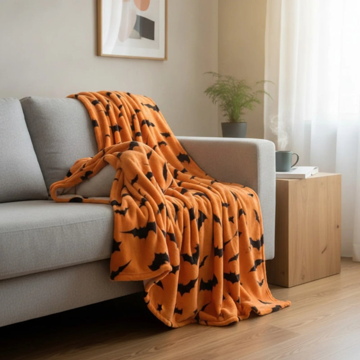 Couverture Flanelle Chauves-Souris Noires