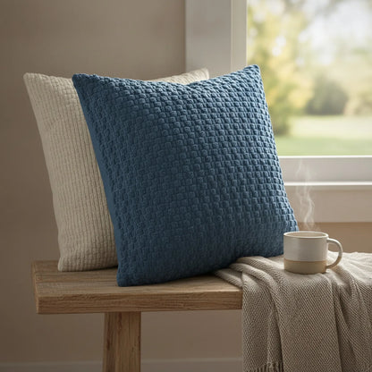 Housse Coussin Velours Côtelé Bohème Moderne Light Blue