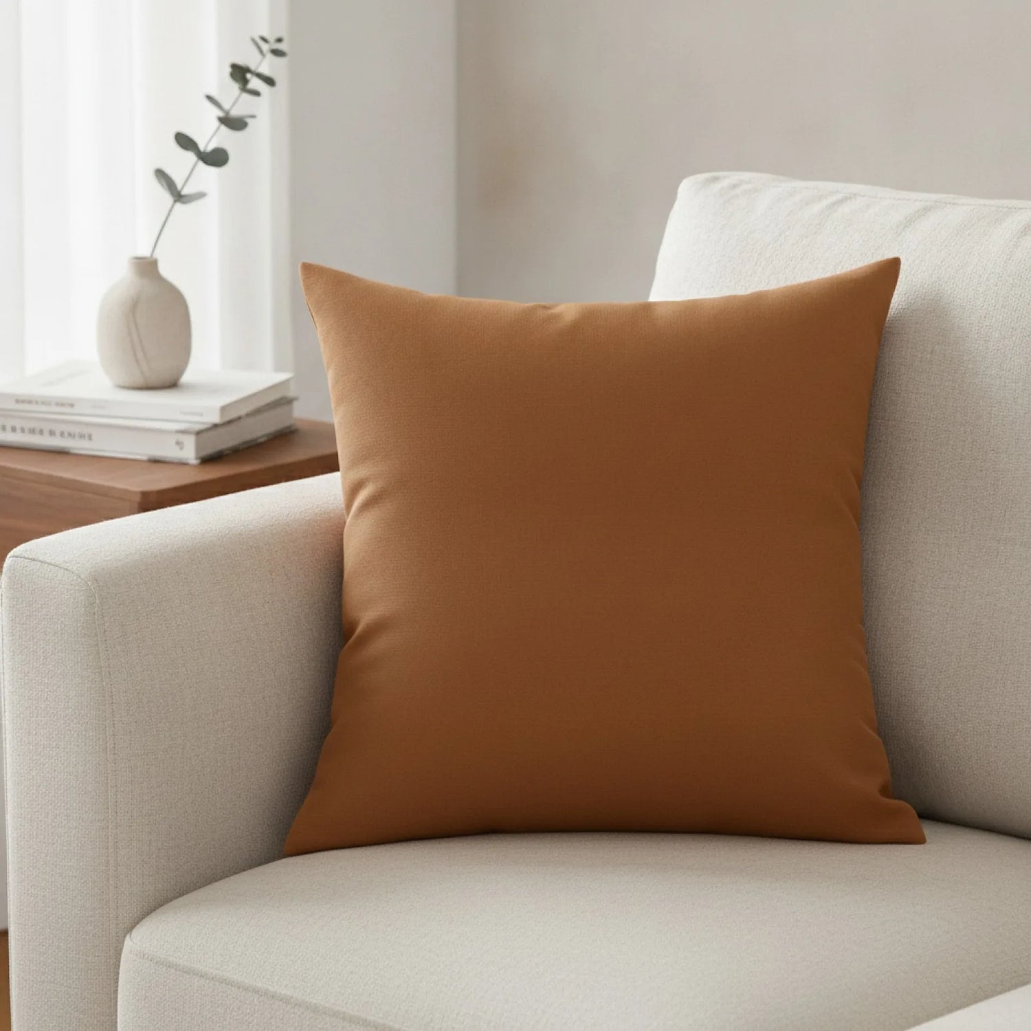 Housse de coussin café clair unie