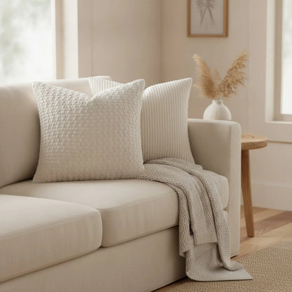 Housse Coussin Velours Côtelé Bohème Moderne Rayé