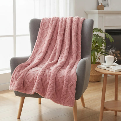 Couverture Sherpa Rose Douceur & Chaleur