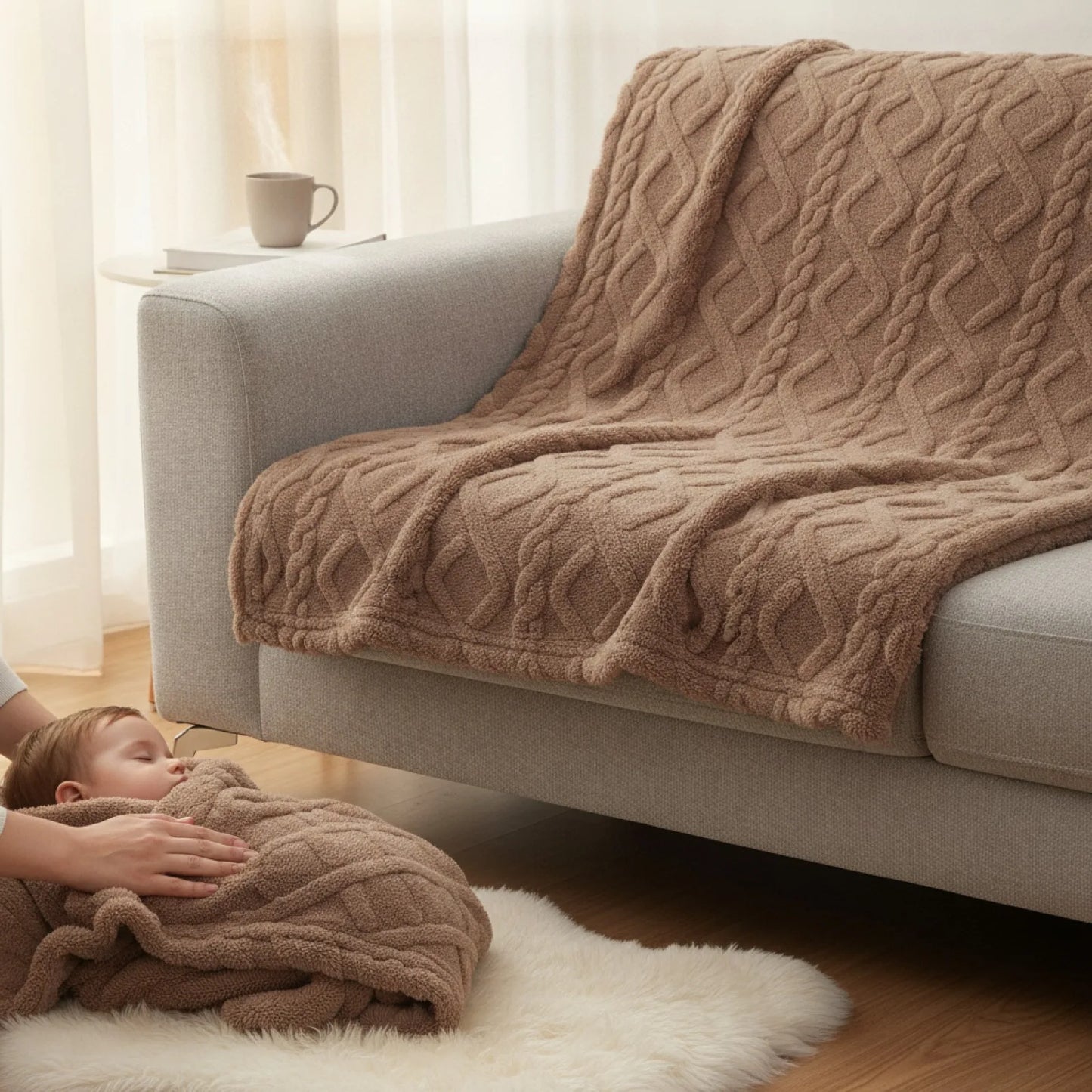 Couverture Sherpa Douce & Chaude - Coffee