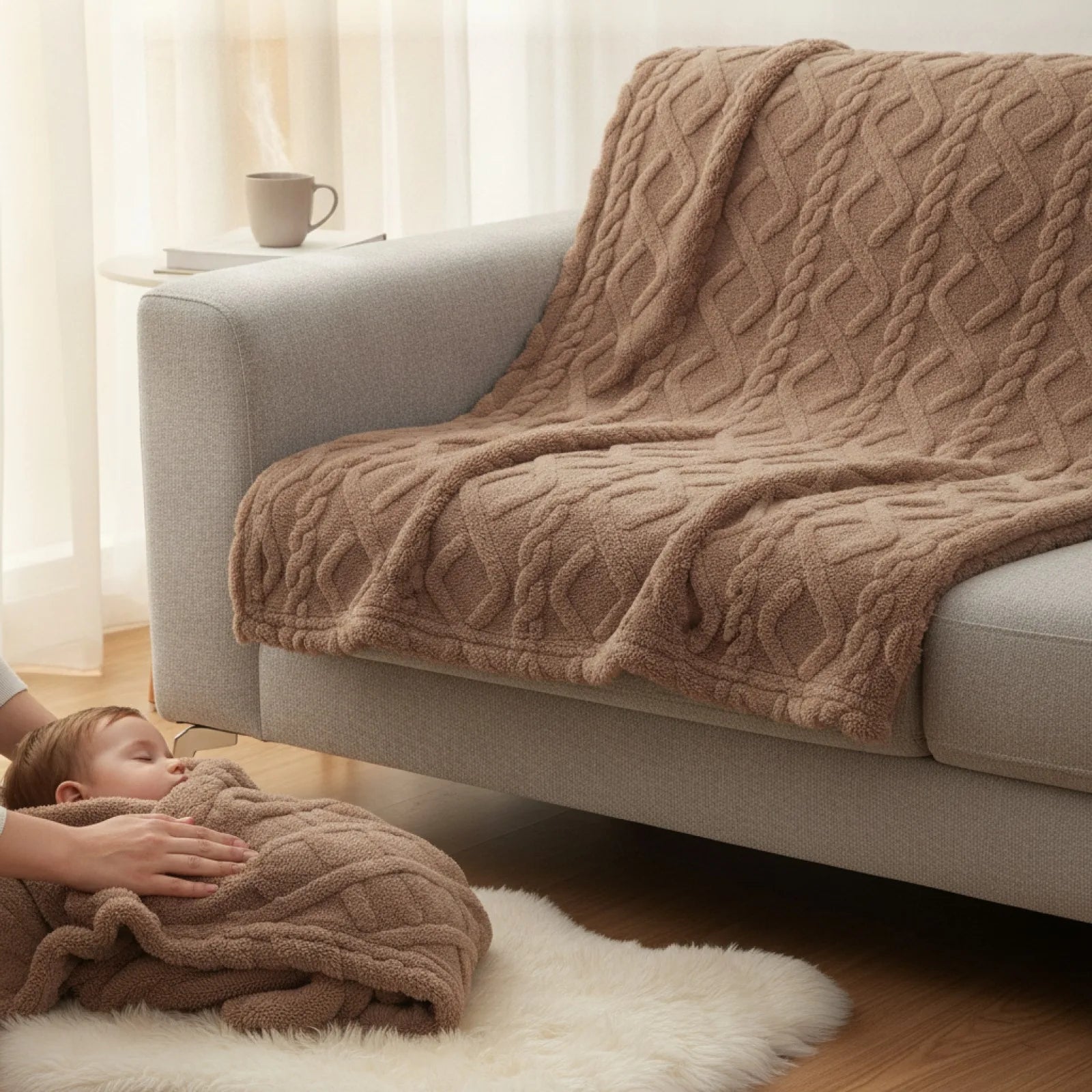 Couverture Sherpa Douce & Chaude - Coffee