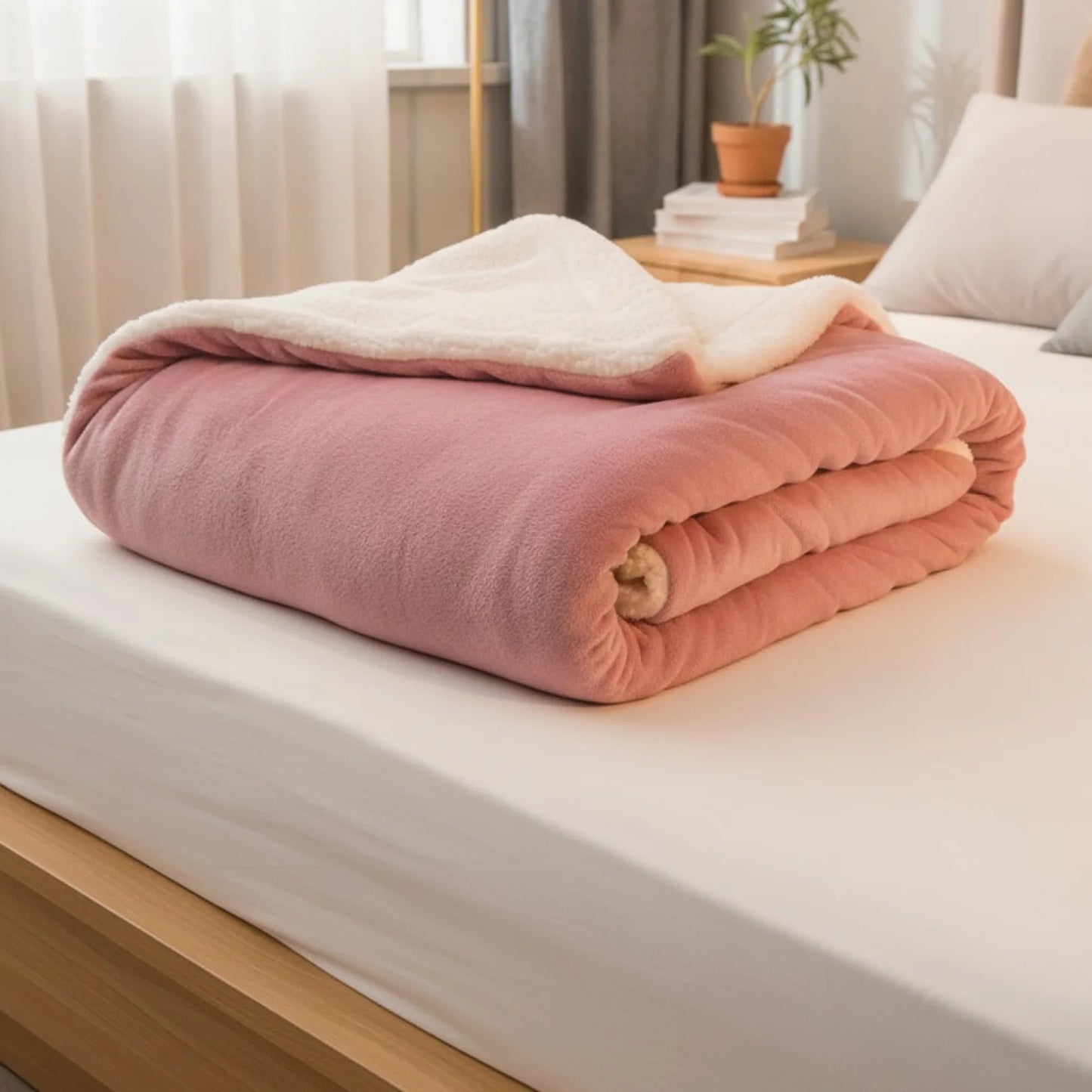 Couverture Laine Douillette Double Face Pâte de Haricot Rouge