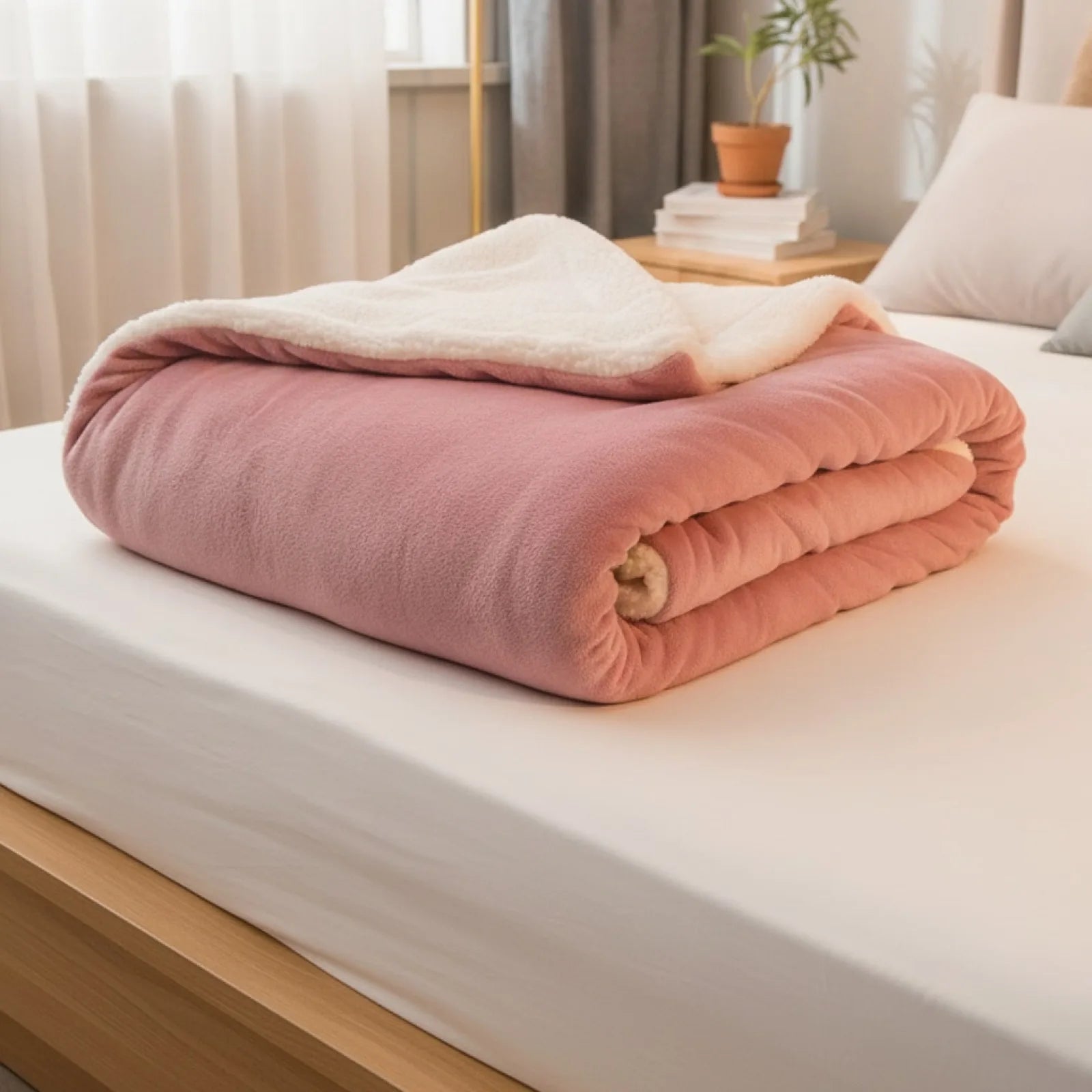 Couverture Laine Douillette Double Face Pâte de Haricot Rouge