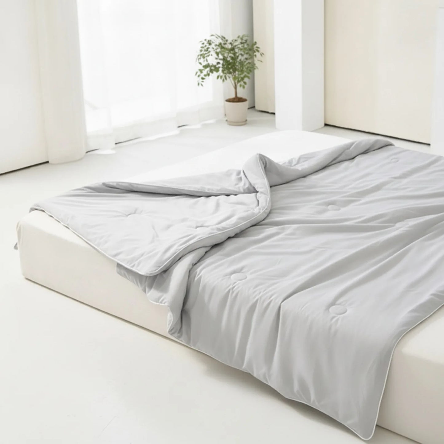 Couette d'été fraîche en soie glacée grise