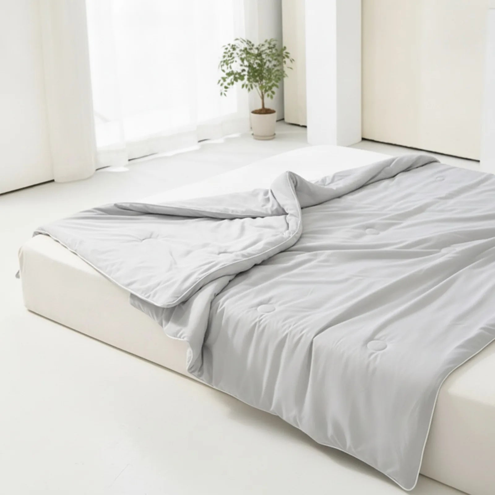Couette d'été fraîche en soie glacée grise