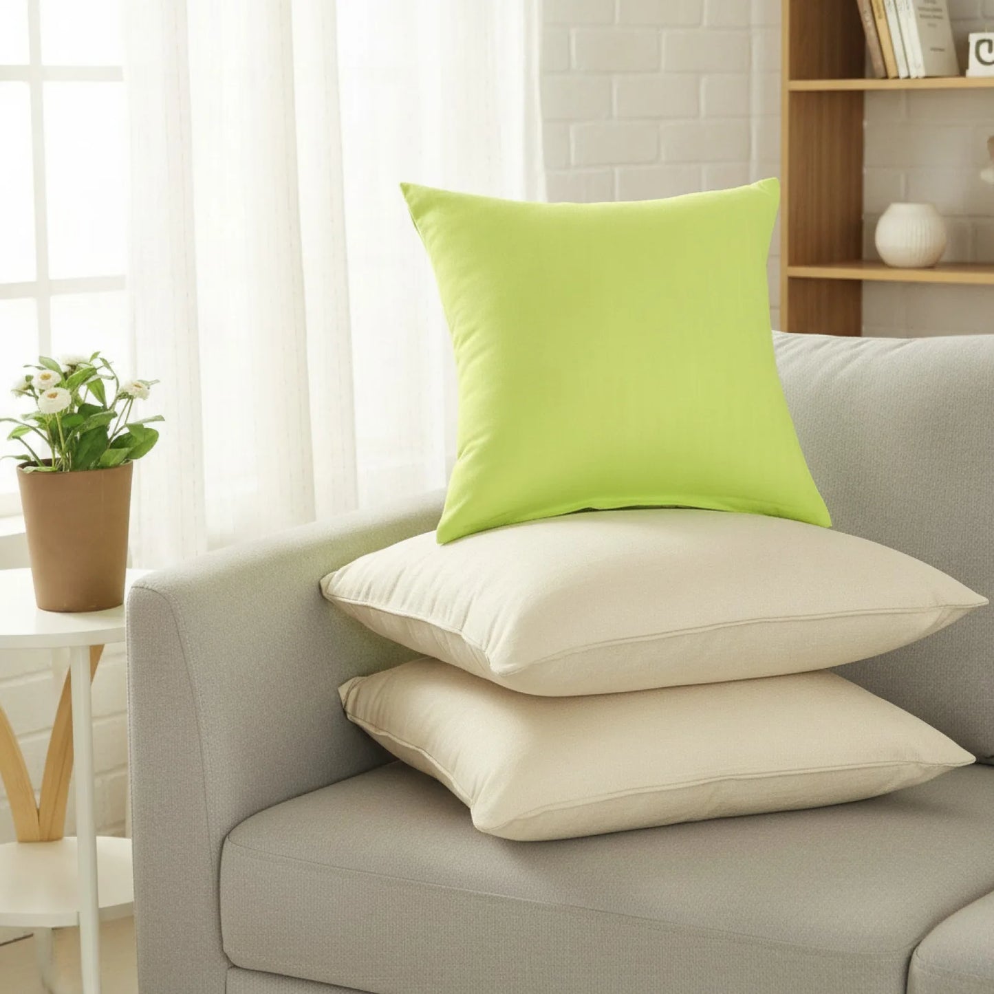 Housse Coussin Vert Herbe "Couleur Bonbon"