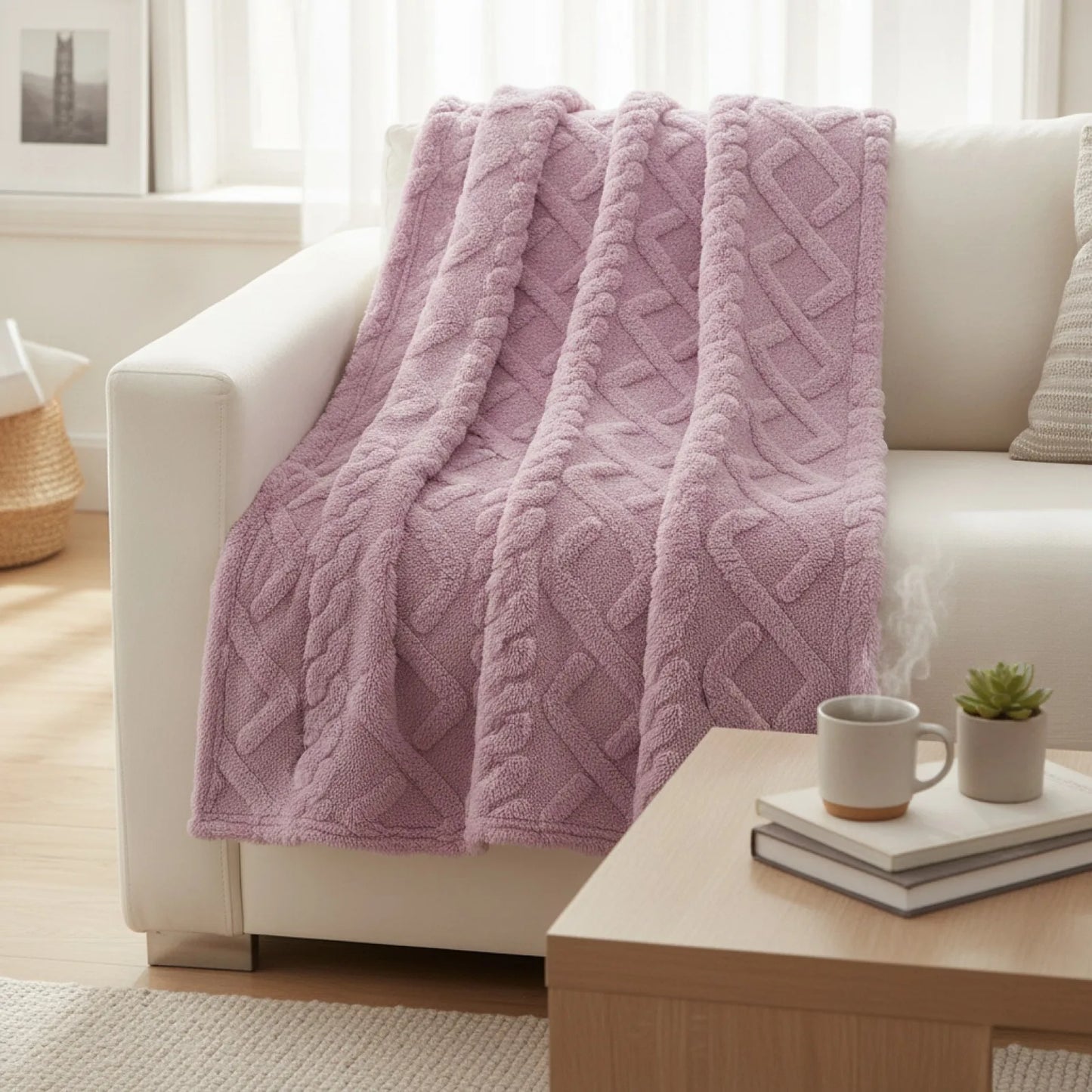 Couverture Sherpa Douce et Chaude Violet